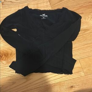 Hollister Women's Black Lace Trim Top